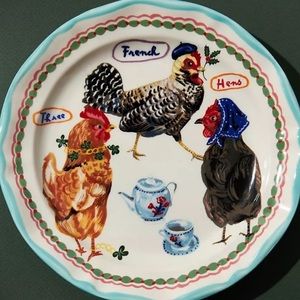 Anthropologie Nathalie Lete 12 Days of Christmas Dessert Plate French Hens